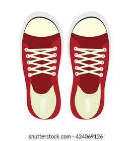 vector illustration / red casual shoes / sportive gumshoes 