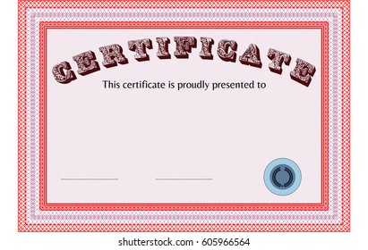 Vector Illustration Red Certificate Diploma Template Stock Vector ...