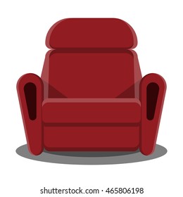 Vector illustration of a red chair in a linear style. Isolated on white background. Armchair icon. For graphic and web design.