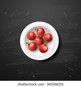 Vector illustration red cherry fresh tomato