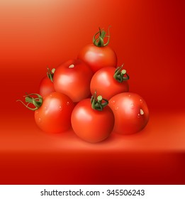 Vector illustration red cherry fresh tomato