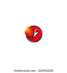 Vector illustration of red chili and bird in fire