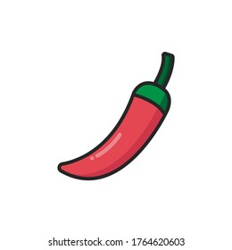 vector illustration red chili flat design line icon