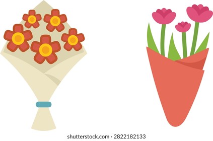 Vector illustration of red chilli peppers and green garlic on a white surface
