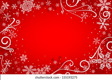 vector illustration of a red christmas background with snowflakes 