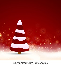 Vector Illustration of a Red Christmas Background with Christmas Tree