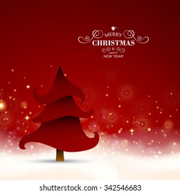 Vector Illustration of a Red Christmas Background with Christmas Tree
