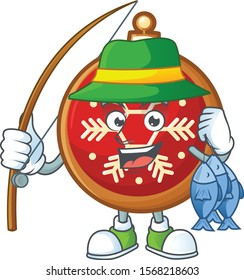 Vector illustration of red christmas ball in a fishing design.