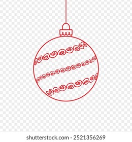 Vector illustration of red Christmas ball on transparent background