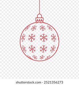 Vector illustration of red Christmas ball on transparent background