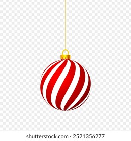 Vector illustration of red Christmas ball on transparent background