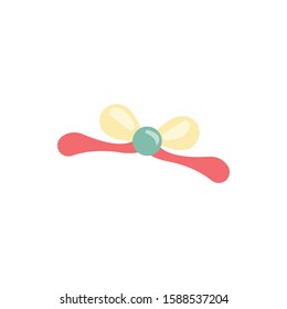 Vector illustration. Red Christmas bow-knot of ribbon. Isolated on white background 