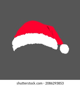 Vector illustration of red Christmas cap with white fur ball