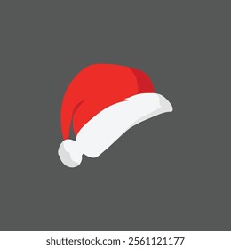 Vector illustration of red Christmas cap with white fur ball