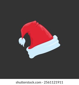 Vector illustration of red Christmas cap with white fur ball