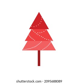 Vector illustration of a red Christmas tree with bulbs