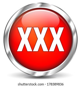 vector illustration of red chrome icons of xxx on white background