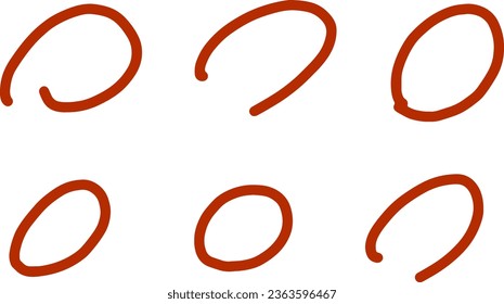 Vector illustration of a red circle drawn by hand
