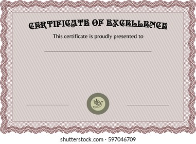 Vector illustration of Red Classic Certificate template. With great quality  pattern. Money Pattern. Award. 
