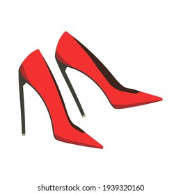 vector illustration of red classic high-heeled shoes