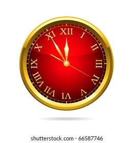 Vector illustration of a red clock.