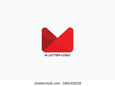 vector illustration of red color creative capital letter M logo design isolated on white background