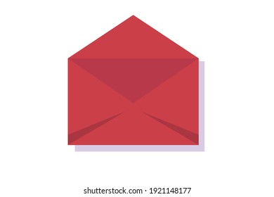 Vector Illustration Of Red Color Envelope Letter Icon With Open Envelope View. 6000x4000 Pixel Perfect.