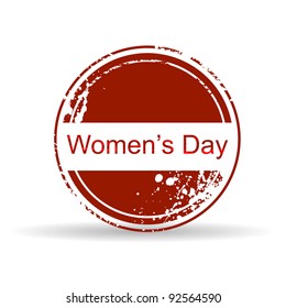 Vector illustration of a red color rubber stamp on white isolated background for International Women's Day.