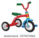 Vector illustration red colored baby tricycle