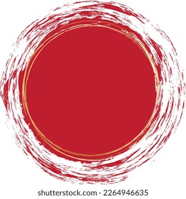 vector illustration of red colored circle brush painted banner with gold frame
