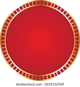 Ilustración vectorial de Anuncio de premio Circle de color rojo con marco dorado