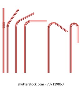 vector illustration of red colored disposable plastic drinking straw isolated on white background