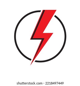 Vector illustration of red colored electric lightning icon