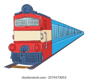 Vector illustration red colored train