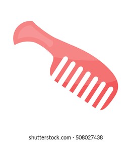 Vector illustration of a red comb on a white background. Cartoon style red comb. Accessories 
for hairdressers
