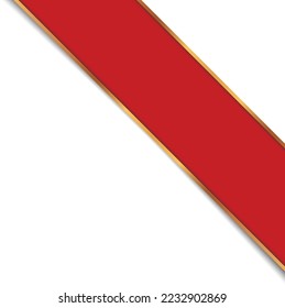 vector illustration of red corner ribbon banner with gold colored frame	