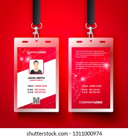 Vector Illustration Red Corporate ID Card Design Template Set