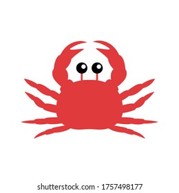 Vector illustration of a red crab with a cute face. Simple, flat kawaii style. svg