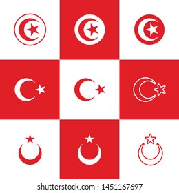 Vector illustration of Red Crescent Moon and Star