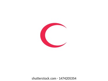 Vector illustration of red crescent moon on white background