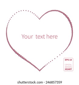Vector illustration: red crystal heart contour on white background