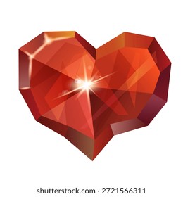 Vector illustration of a red crystal heart symbolizing love, emotions and romance.
