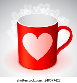 Vector illustration of red cup with heart symbol