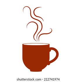Vector illustration of red cup of tea with steam