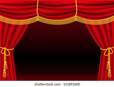 Vector illustration of red curtain