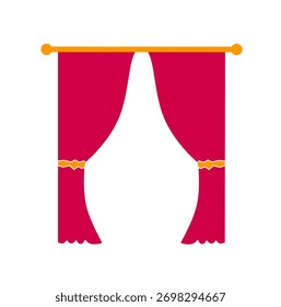 ilustração vetorial da cortina vermelha sobre fundo branco