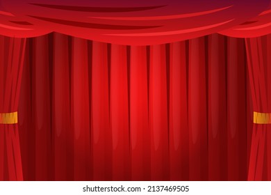 Vector Illustration Red Curtain Show Design Stock Vector (Royalty Free ...