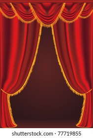 Vector illustration of a red curtains