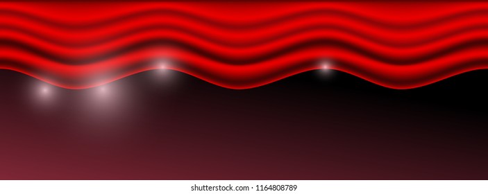 Vector illustration. Red curtains. Scenes on dark background