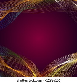 vector illustration from red curved stripes. Dynamic abstract wave line background 